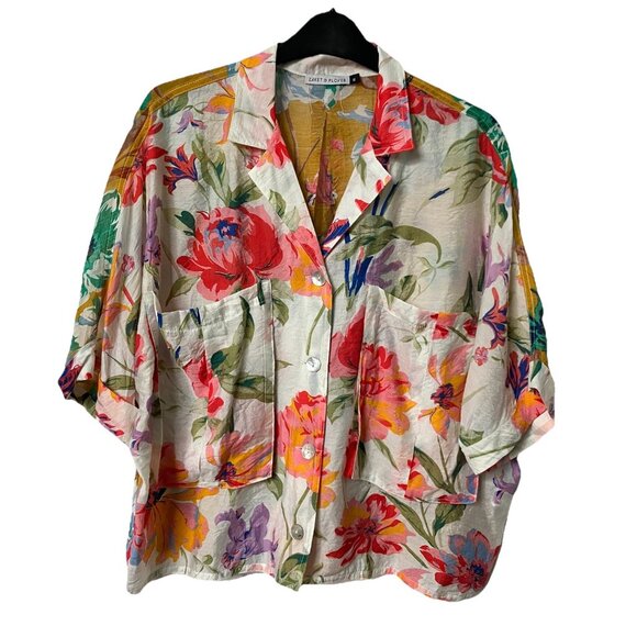 Floral Print Button Down Shirt - Picture 2 of 7